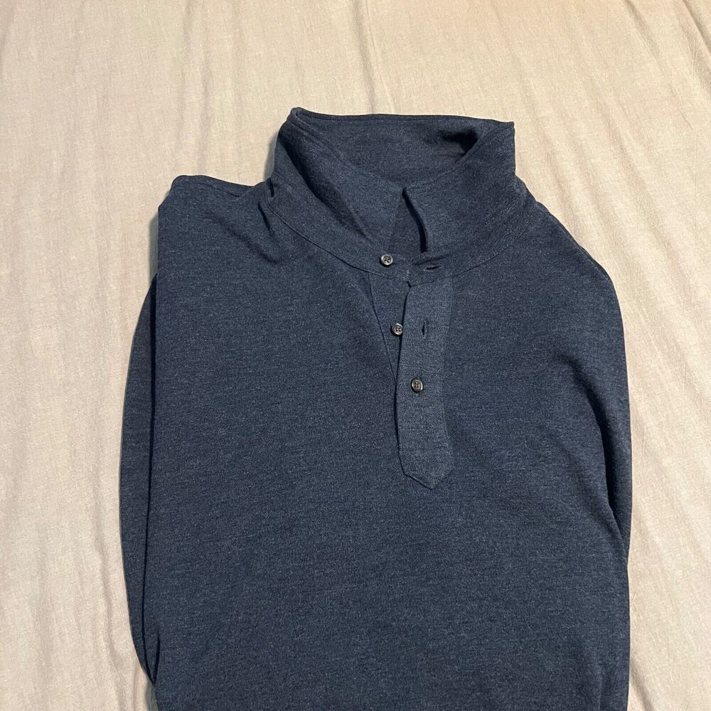 Mens LANDS END mesh POLO SHIRT long sleeves 4XLT Blue in Excellent Condition